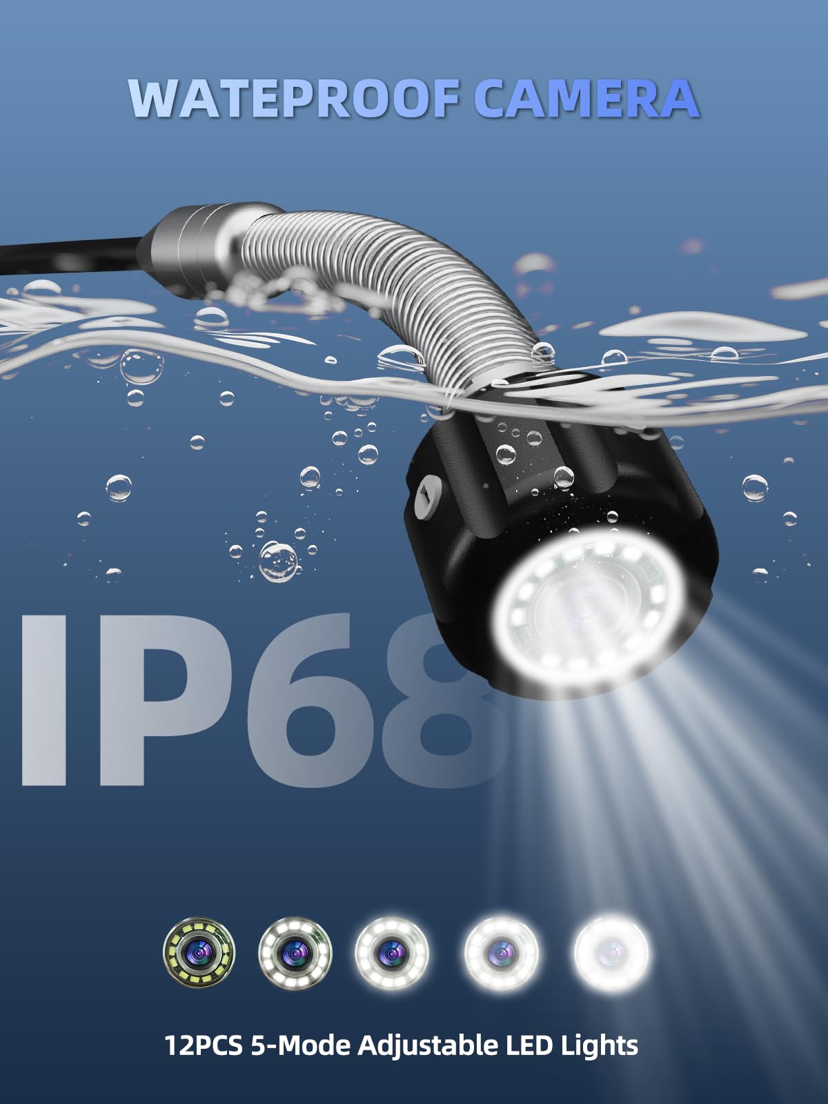 Sanyipace Sewer Camera 165FT/50M,7" IPS Pop-Up Screen Plumbing Camera, Built-in 32GB DVR with Mic&Speaker,20X Digital Zoom,Distance Counter,IP68 Waterproof Drain Camera for Plumbers Homeowners