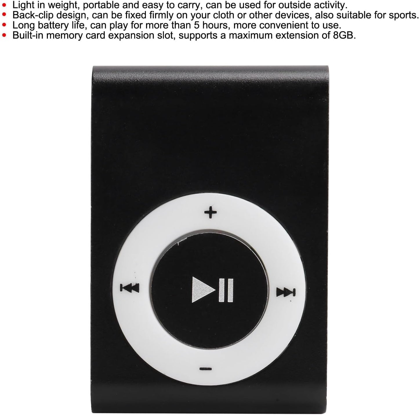 Zopsc-1 MP3 Portable BackClip Mini Player Music Player with Earphone and USB Cable,Lossless Sound Player Suitable
