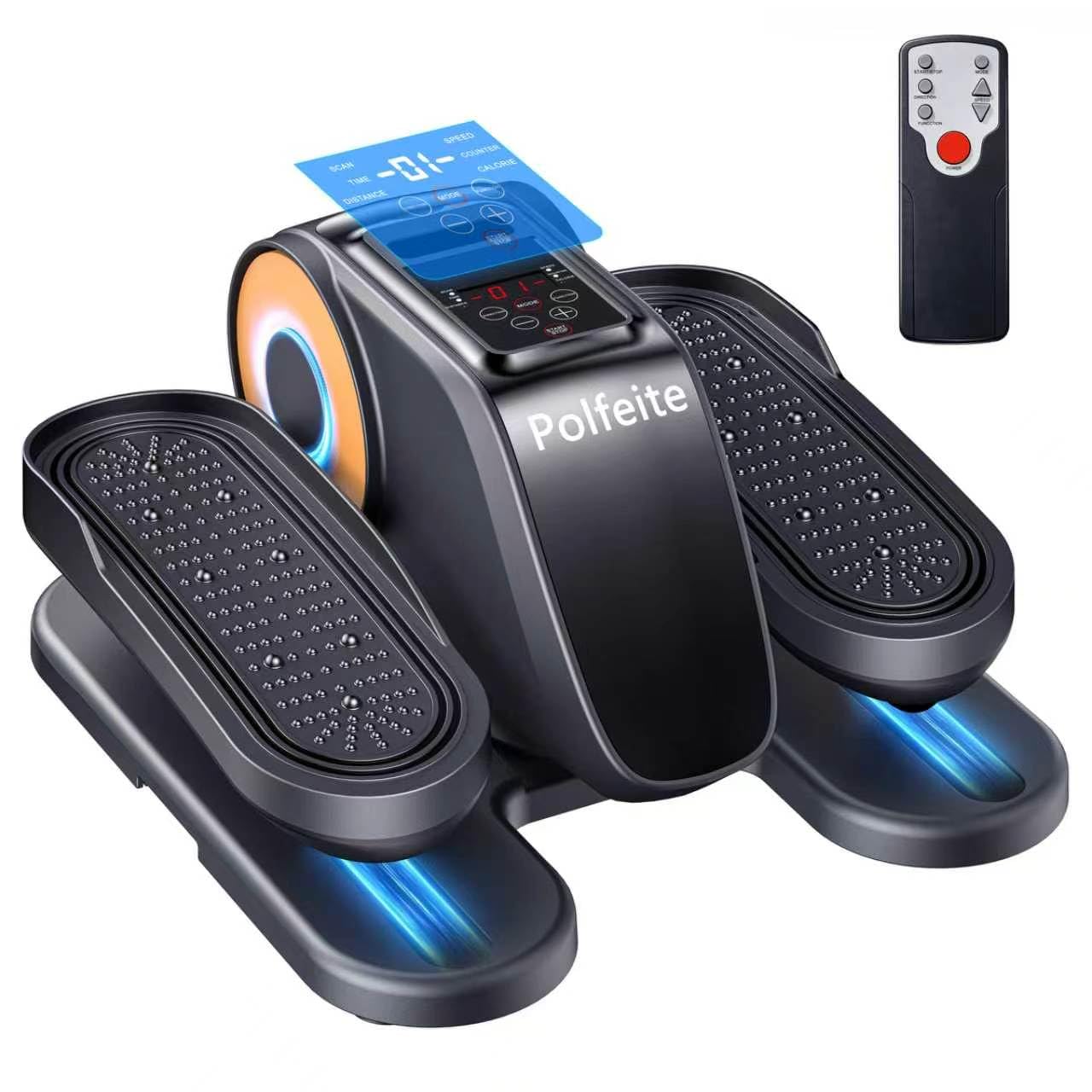 Polfeite Under Desk Elliptical Machine, Quiet Seated Leg Exerciser for Home Office, Adults and Seniors, Remote Control, 12 Speeds, 3 Auto Modes, Forward/Reverse, Fully Assembled, Gray