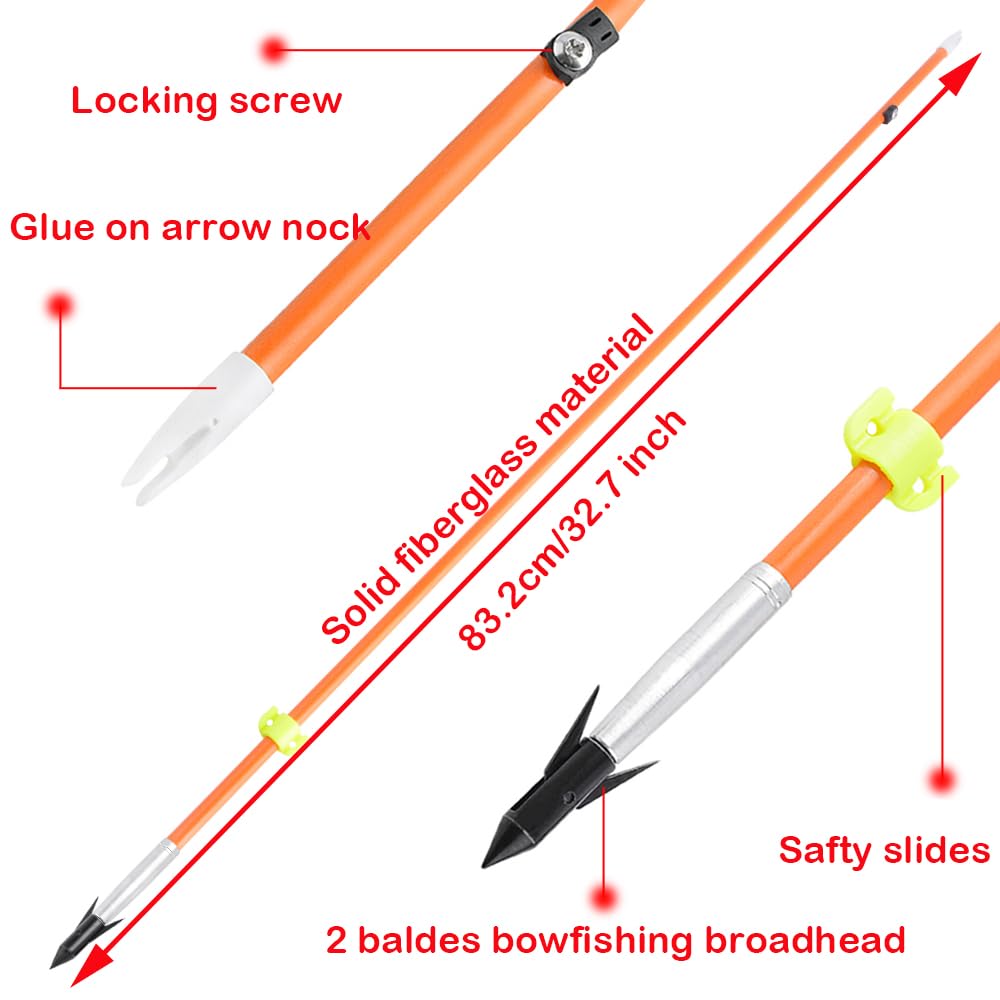 50" Recurve Bowfishing Kit 40lbs Bowfishing Bow with Reel Kits Archery Straight Bow Right Handed for Outdoor Hunting Fishing (Silver)