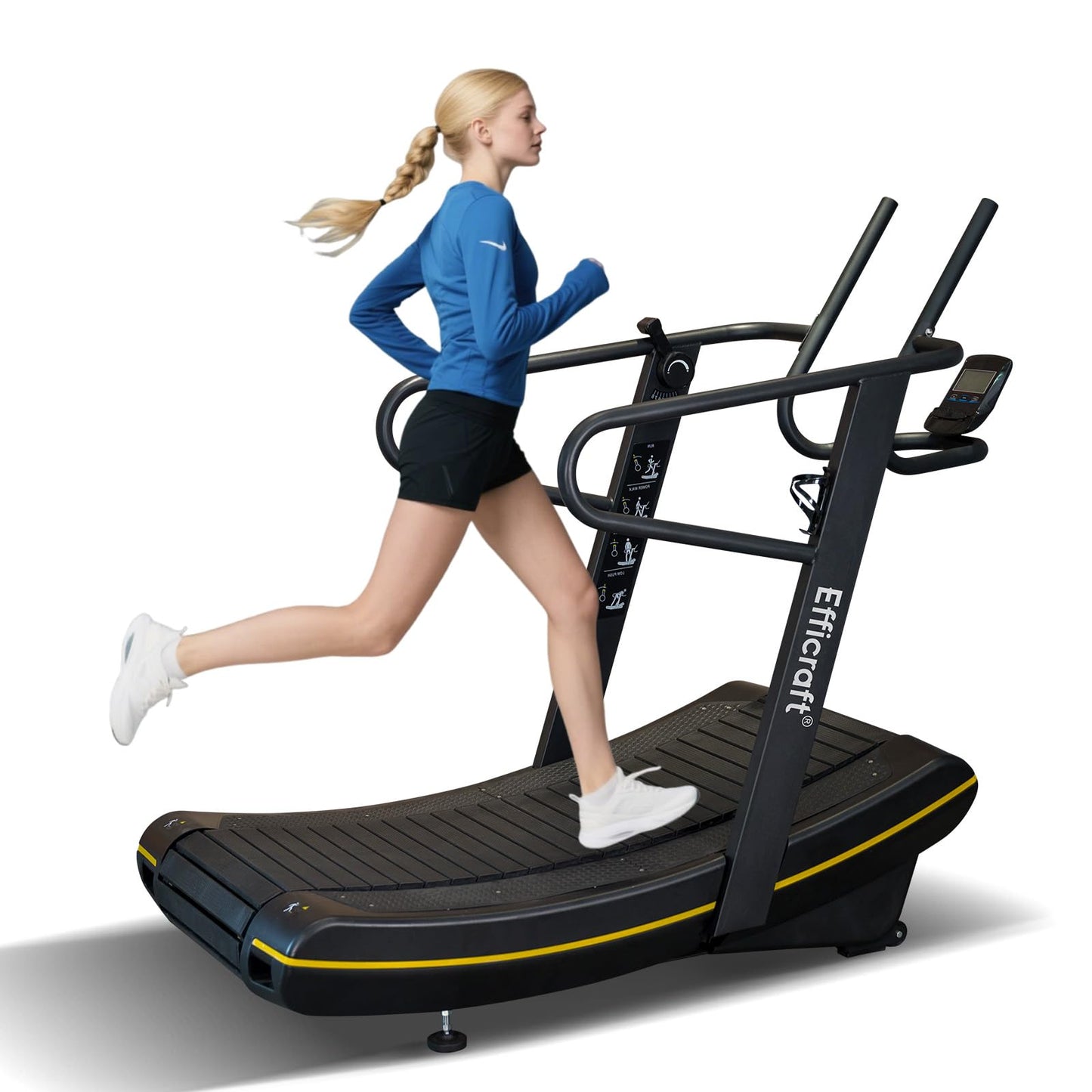 Curved Manual Treadmill - 8-Level Resistance Adjustment & LCD Display, Non-Electric Fitness Equipment for Home/Gym, Cardio & Anaerobic Training