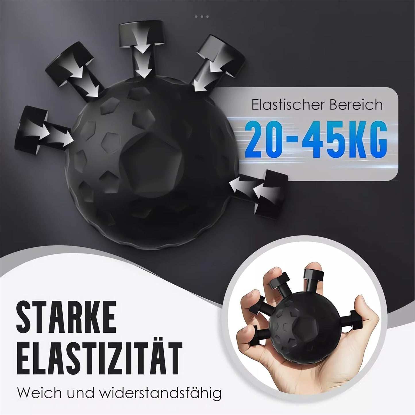 Glitzgrip Arm Builder 2025 New Hand Forearm Ball Strengthener and Finger Grip Exerciser Balls Wrist Strengthening Guitar Finger Gripper Strength Trainer Hand Squeezer Stretcher Extender Workout (Black-1PC)