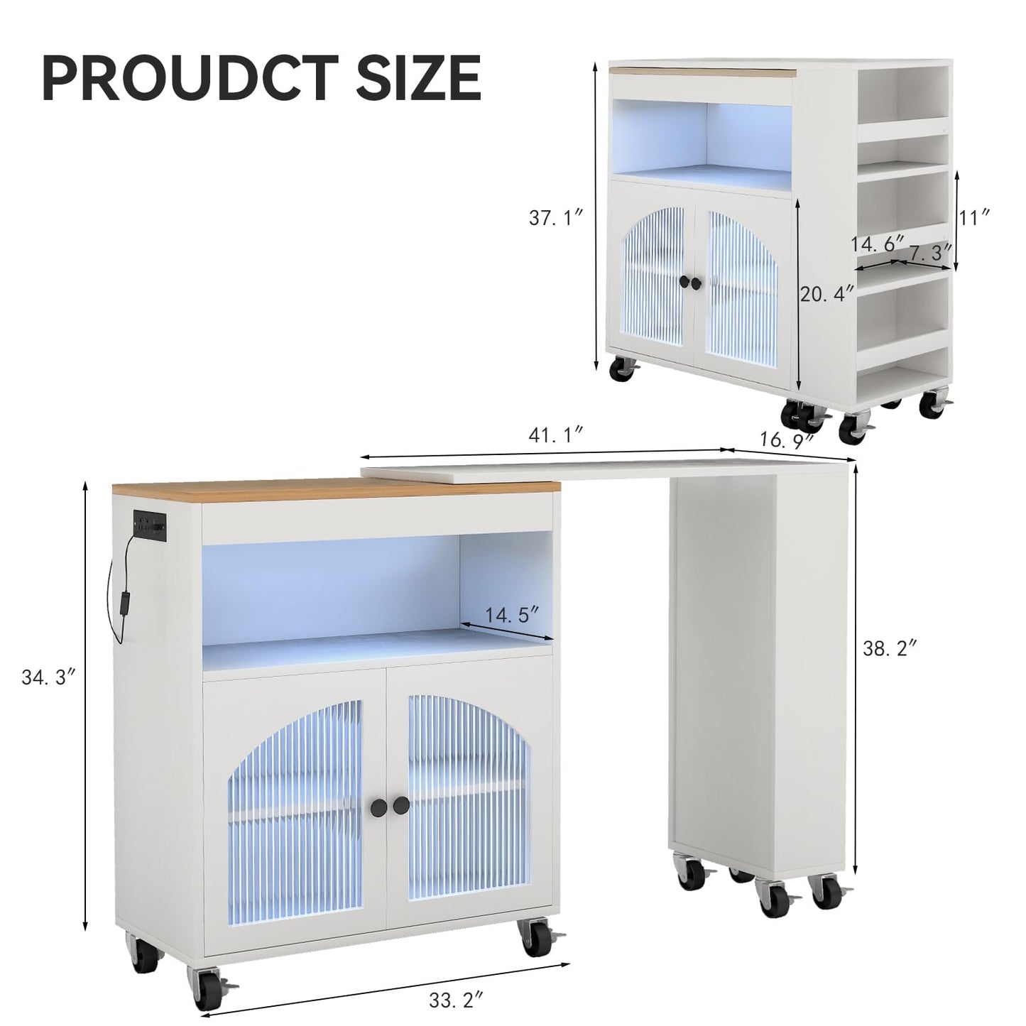 AraSyleon 41'' Kitchen Island with Storage - Versatile Storage Cart & Rolling Island Table on Wheels for Dining Room, Kitchen Use (White)