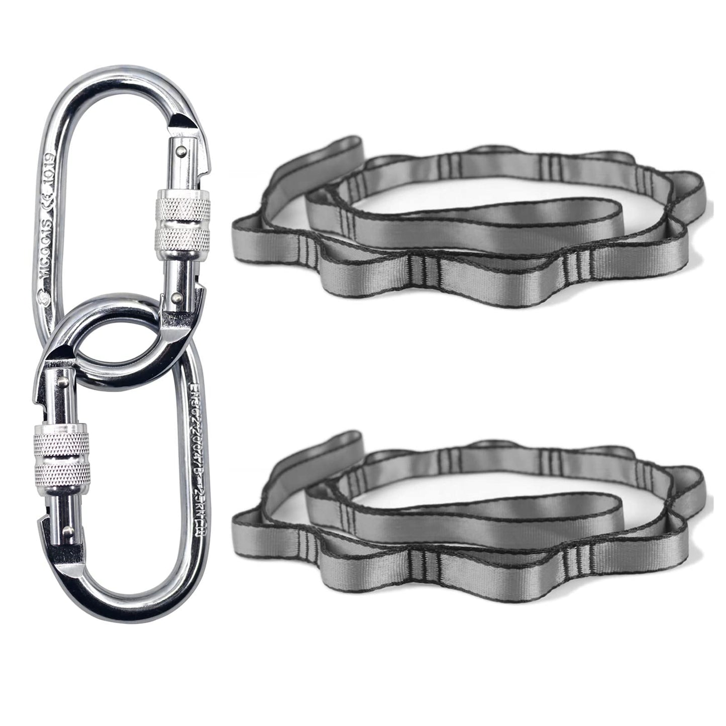 PRIOR FITNESS Yoga Straps Aerial Hammock Accessory Set, 2pcs Carabiner + 2pcs Daisy Chain r, Aerial Silk Hardware with Carabiner Daisy Chain for Yoga Swing Pilates