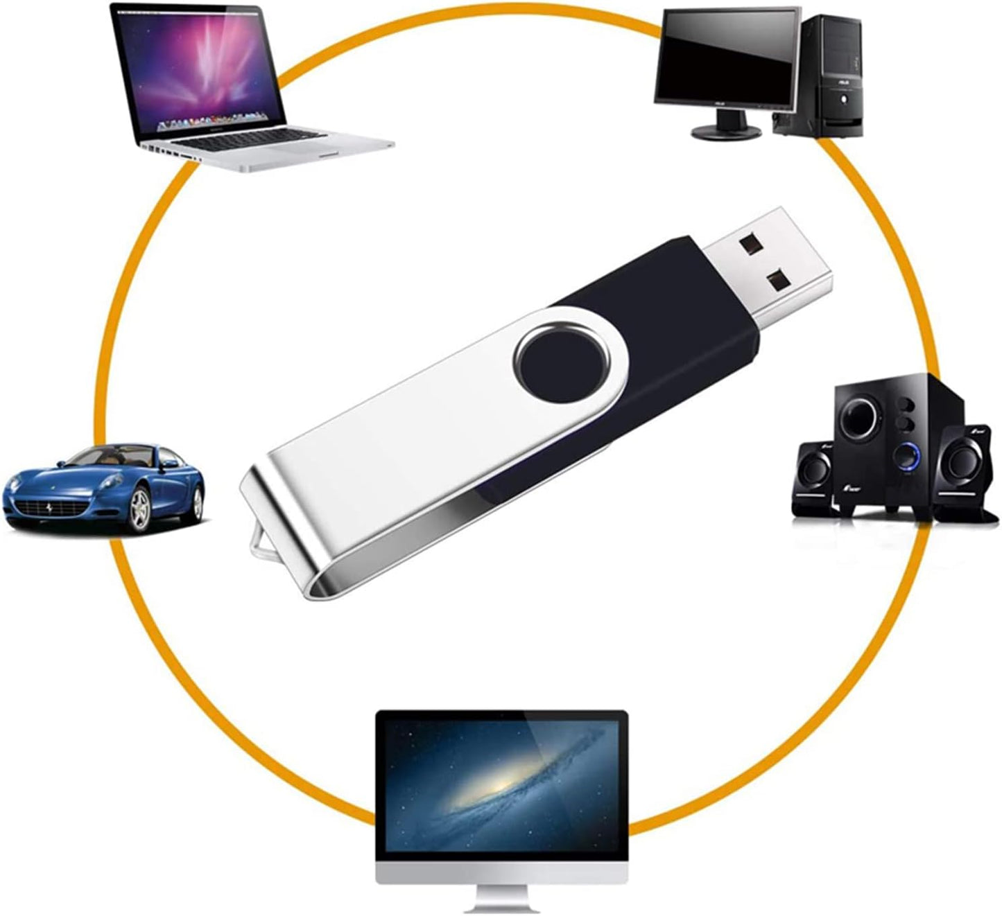 Maspen 2 Pack 64GB 2.0 USB Flash Drive USB Thumb Drives Jump Drive Fold Storage Memory Stick Swivel Design - Black