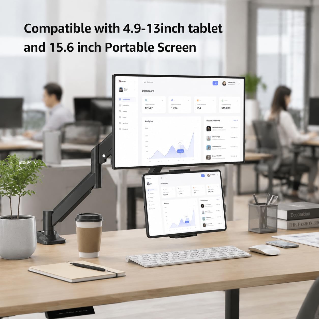 ergoiuon 4.7-15.6" 75x75 100x100,MAT002-XL Universal VESA Mount Adapter for Tablets,Monitor Arm Extension