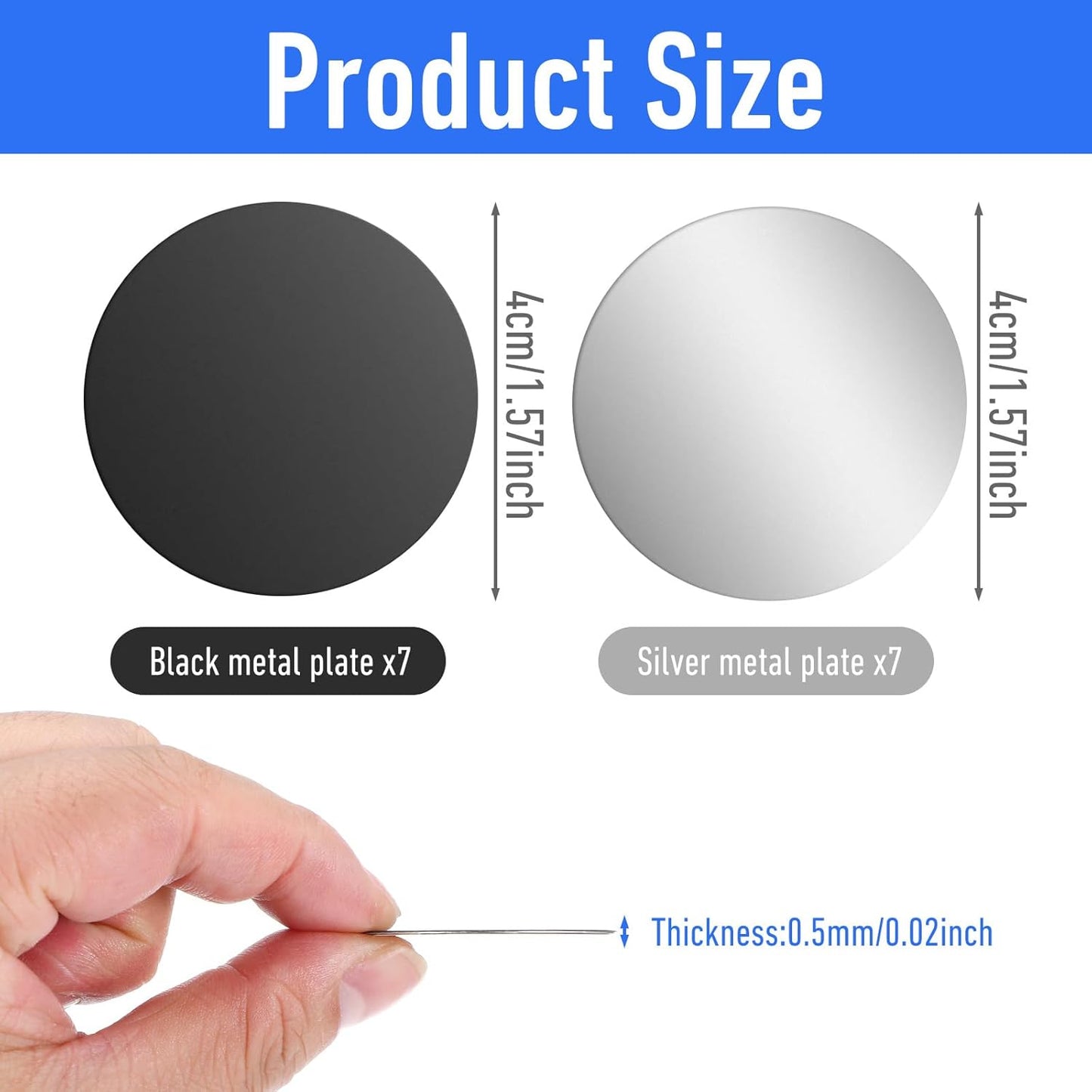 Bewudy 14pcs Metal Plates for Magnetic Mount, Round Magnet for Phone Case, Round Mobile Phone Metal Plate Mini Adhesive