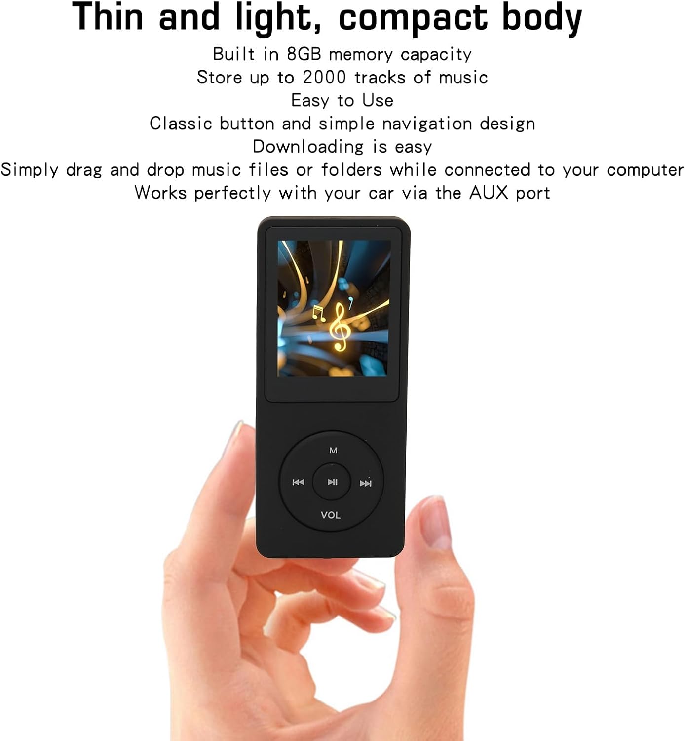 Dioche MP3 MP4 8GB 30Hrs (#1) Compact Music Player Playback Support Formats for Exercise Running