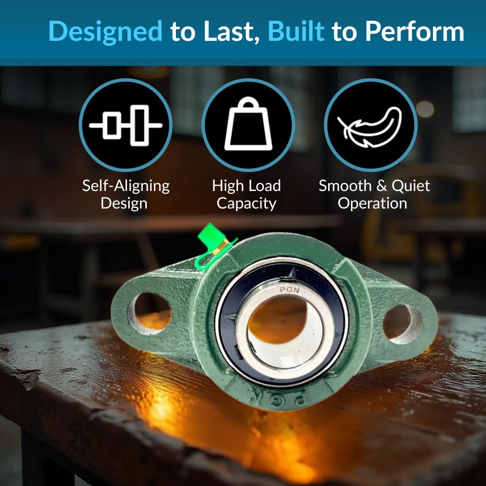 PGN UCFL201-8 Pillow Block Bearing - Pack of 4 Flange Mounted Pillow Block Bearings - Chrome Steel Bearings with 1/2" Bore - Self Alignment