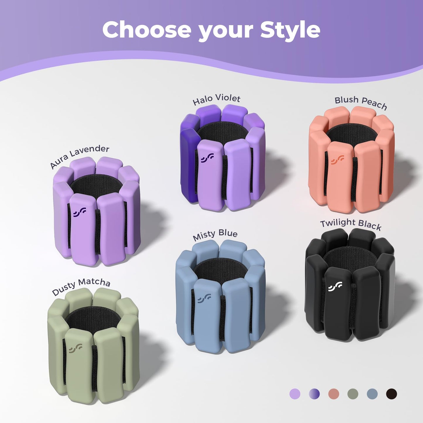 Sportneer Wrist & Ankle Weights for Women & Men Set of 2 (1LB/2LB Each) - Soft Silicone Arm & Leg Weights for Pilates, Yoga, Walking, Barre, Home Workout, Water Aerobics(Halo Violet, 1 LB x 2)