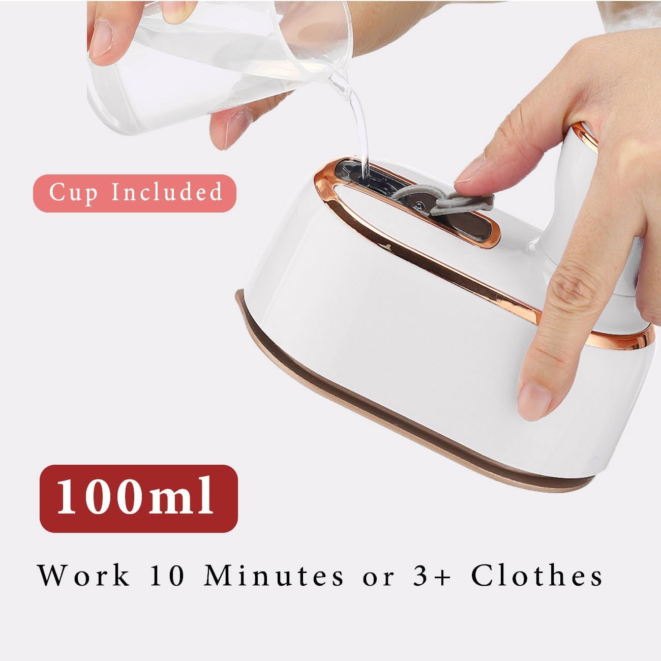 HFLYJPYW Mini Steam Iron for Clothes, Travel Steamer for Clothes Portable Steamer Travel Iron, Micro Steam Mini Handheld Support Dry And Wet Ironing for Home Travel (White)