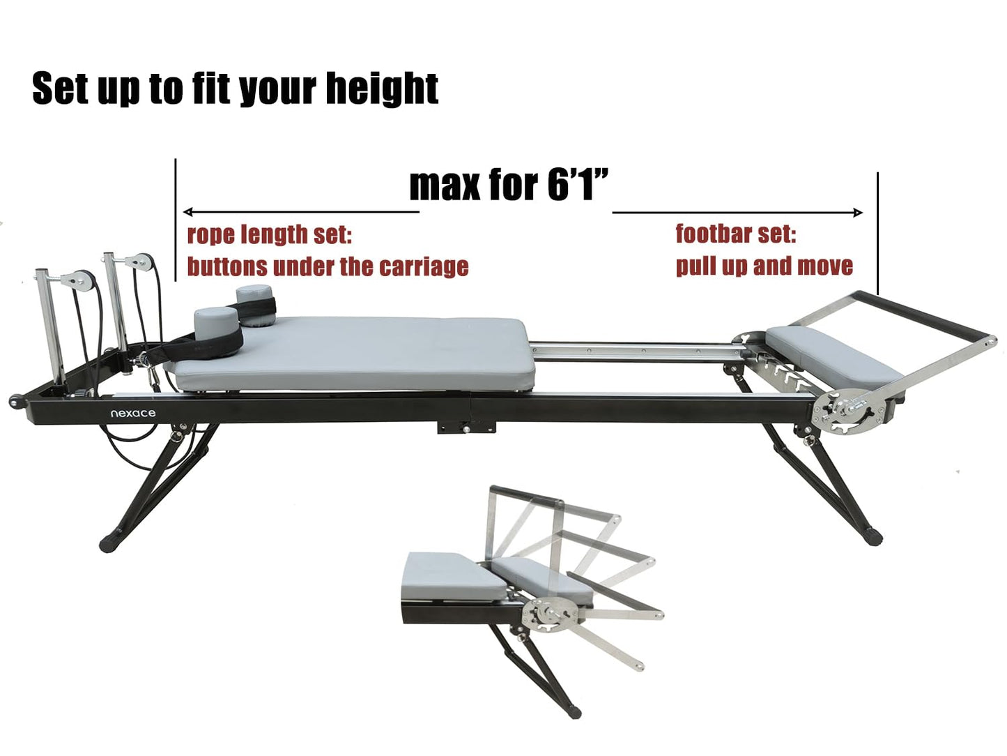 nexace 91" Pilates Reformer Machine Equipment with Spring for Home Workout,Foldable Reformer Pilates for Beginner ,Big Size