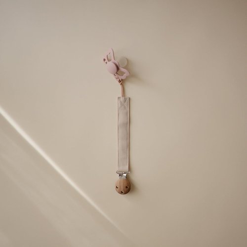 Mushie Linen Baby Pacifier Clip Holder - Soft Fabric Strap, 2-Pack in Olive & Shifting Sand