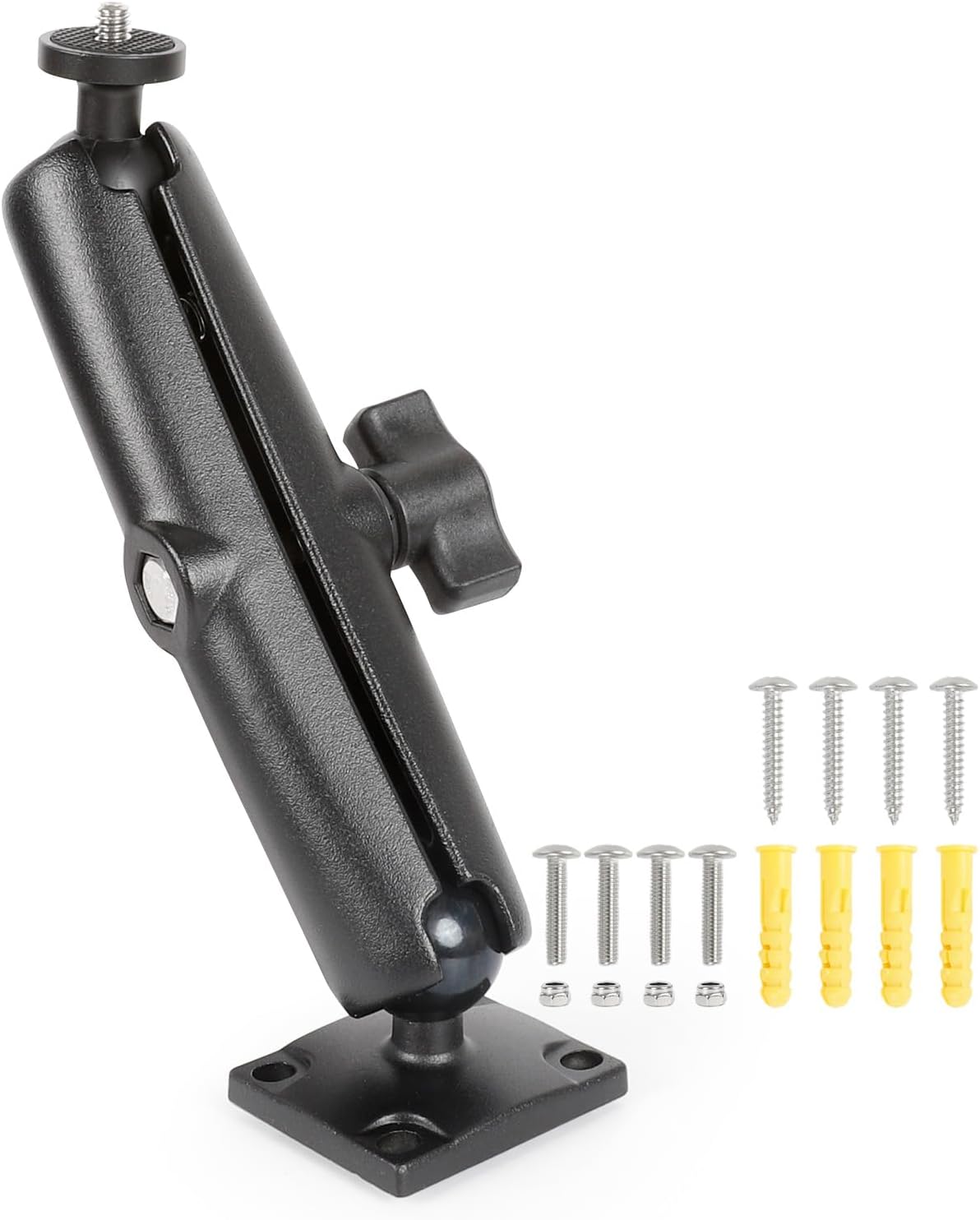FPN 1/4"-20 1" Heavy-Duty Trail Camera Wall/Desktop Mount with Thread, Aluminum Long Arm, Dual Ball Heads, Compatible