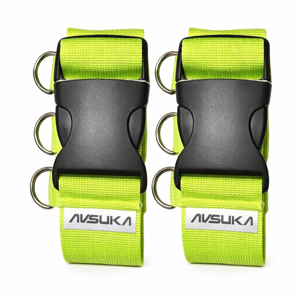 2-Pack Adjustable Luggage Straps with Buckles – Heavy Duty 1 Inch Suitcase Straps for Travel, 9.8ft Durable Packing Straps for Checked Bags