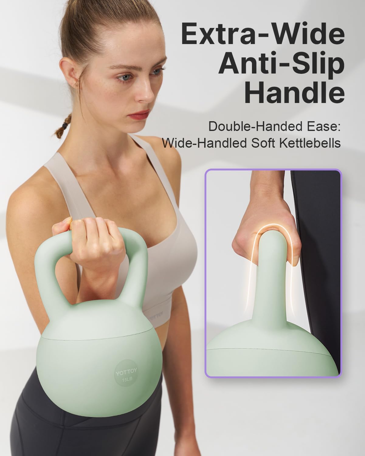YOTTOY Soft Kettlebell,Kettlebell Anti-Slip Grip Weight for Home Workouts, Kettlebells Set Strength and Safety Guaranteed (Green, 10 LB)
