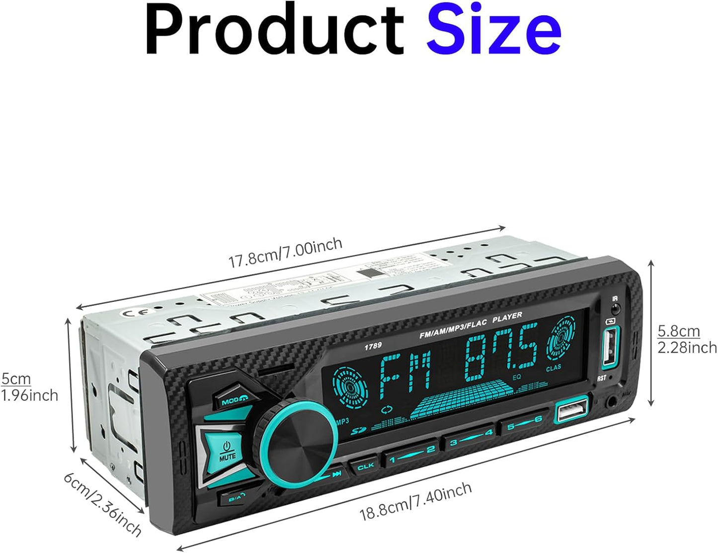ePathChina 12V MP3 FM/MP3/WMA/FLAC/AUX/TF Car Audio Bluetooth Single DIN Car Stereo, Car FM/AM Radio LCD VA Screen Car