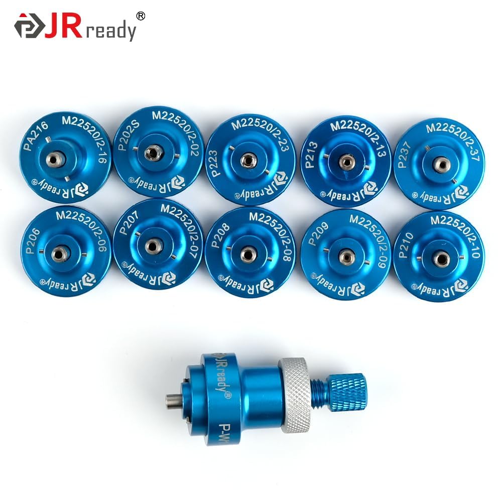JRready ST2161-1 Aviation Crimp Tool Kit NEW-AS2G Miniature Crimper M22520/2-01 for G125 GO NO-GO GAGE 11 Pcs Positioners DAK20B DRK20B M81969/14-01 M81969/14-10 Installing Removal Tool