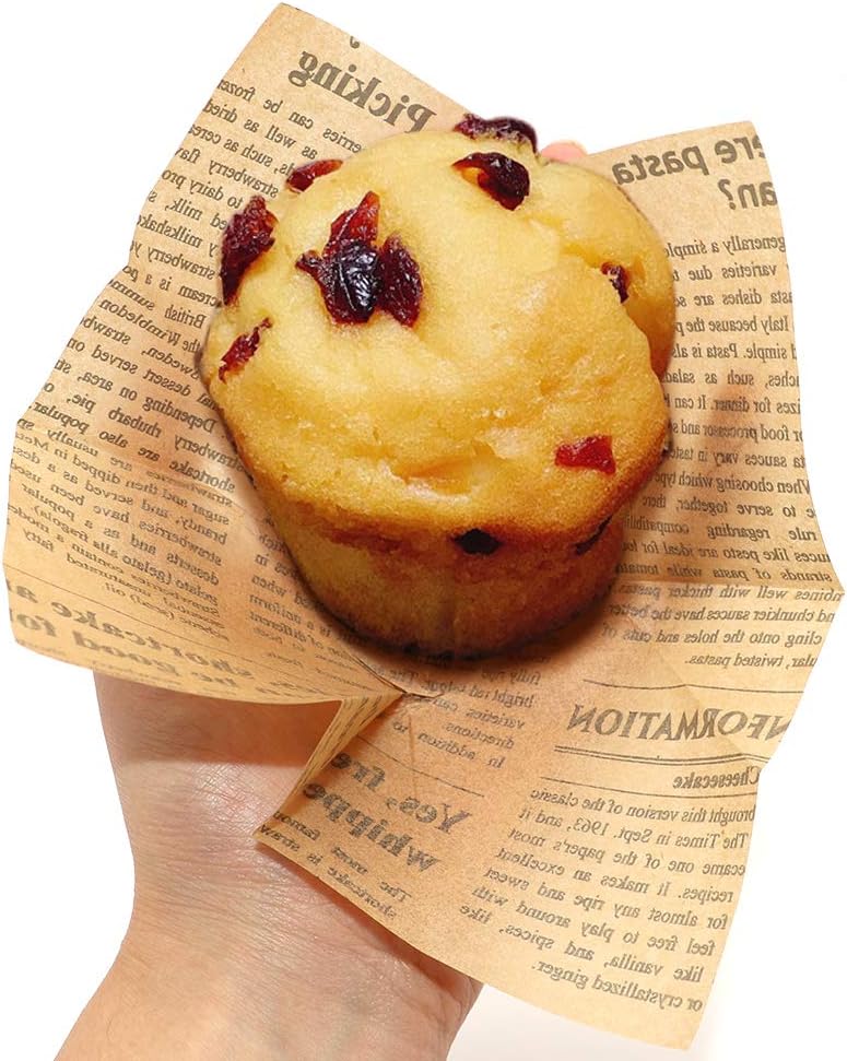 Skiennix Tulip Cupcake Liners - 150 Grease-Proof Baking Cups for Weddings & Parties | Standard Size, Natural Newspaper Print