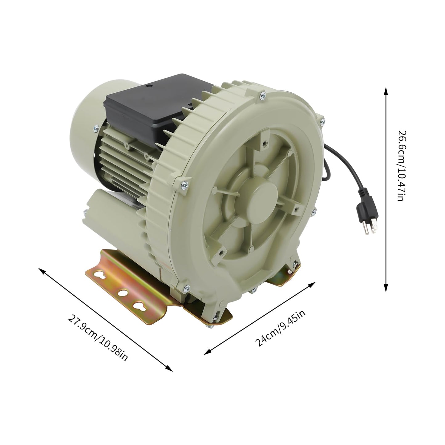 Aquaculture Vortex Air Blower Pump, 370W 12Kpa Industrial Fish Tank Electric Air Pump High Pressure Blower for Aquarium Pond