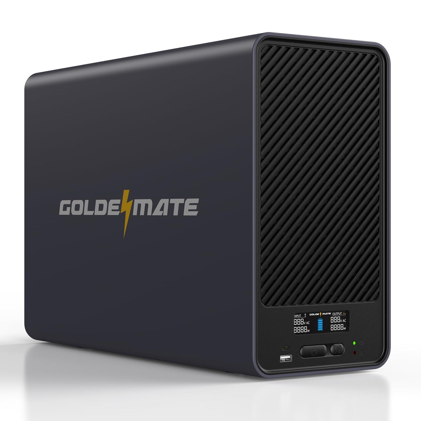 GOLDENMATE 2000VA/1600W Lithium UPS Battery Backup and Surge Protector, Backup Battery Power Supply with LiFePO4 Batteries(460Wh), AVR, Line Interactive Sinewave UPS System, 8 Ports, LCD Screen, Gray