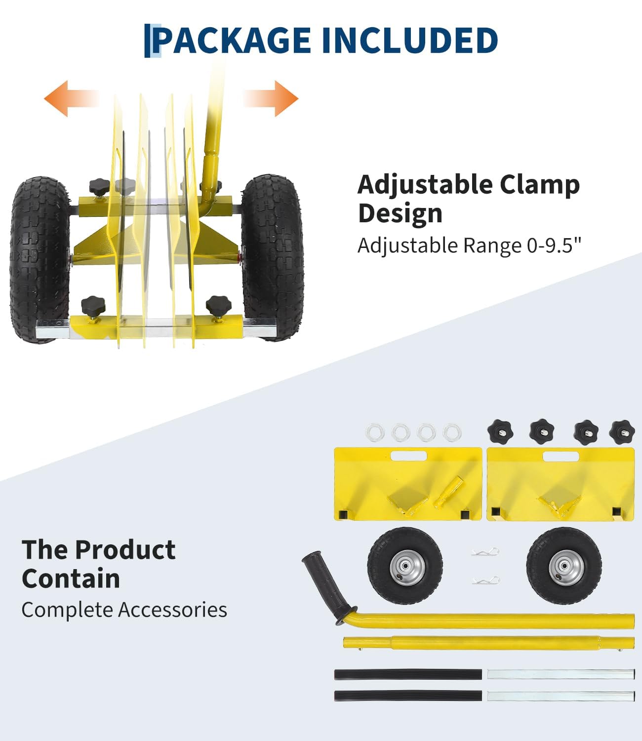 GlowSol Heavy Duty Panel Dolly - 660 lbs Capacity - Extended Handle - 10" Sturdy Rubber Wheels - Steel Trolley for Sheetrock, Plywood, Doors, Fences - Industrial Cart - 2PC Yellow