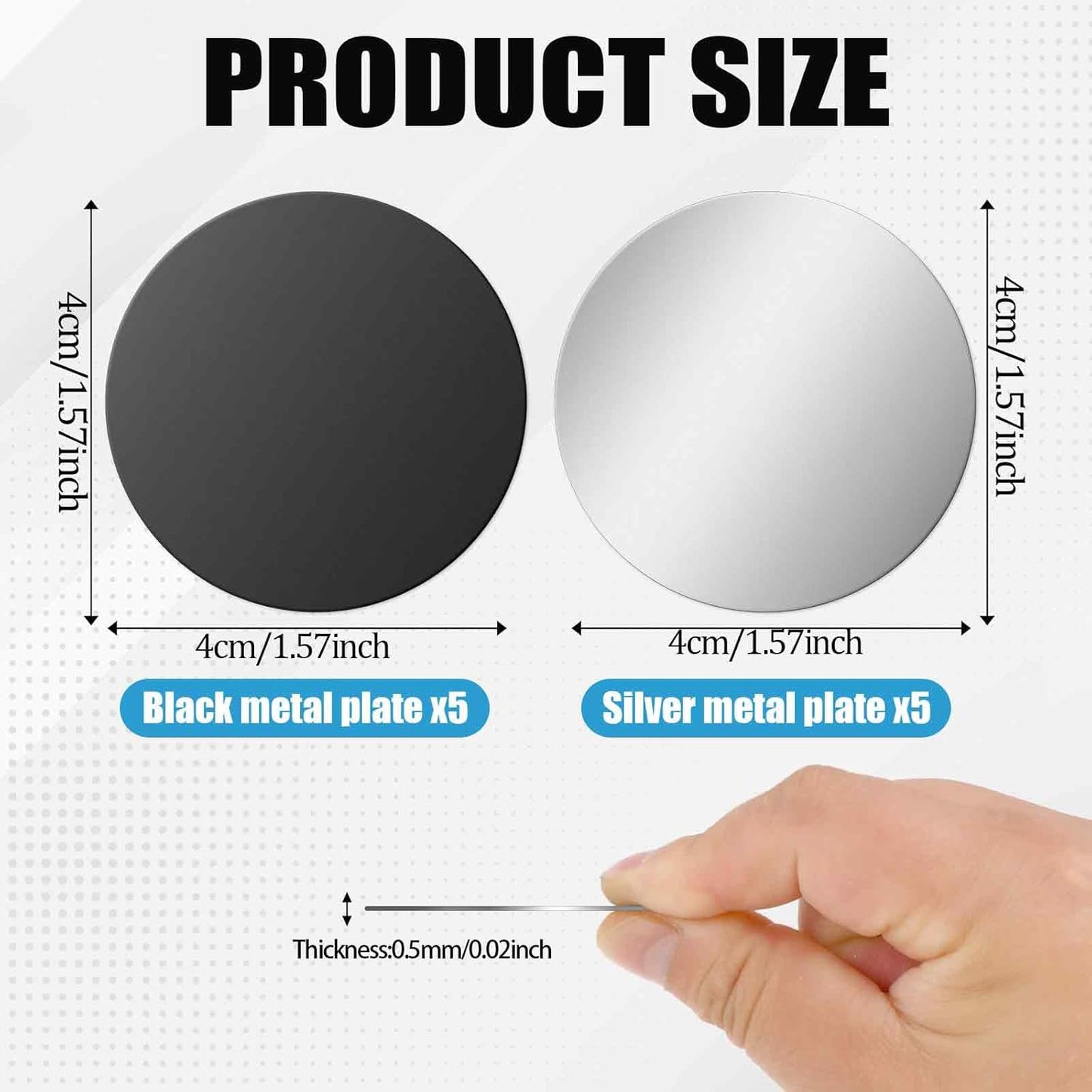 Bewudy 10 Set, Pcs Adhesive Thin Metal Plates (Compatible with Magnetic Mounts), Replacement for Phone Case, Car