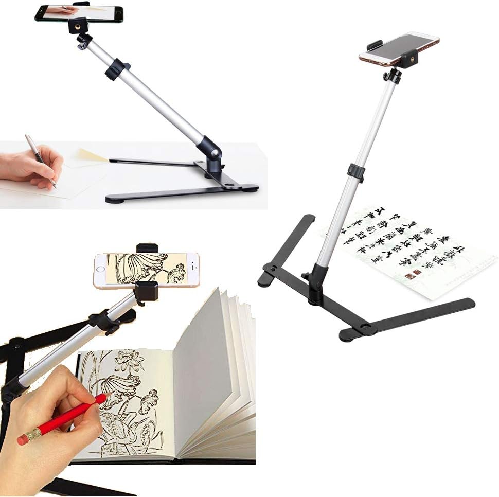 AONTOKY Photo Copy Pico Projector Stand Overhead Phone Mount Adjustable Tabletop Teaching Online Stand for Live