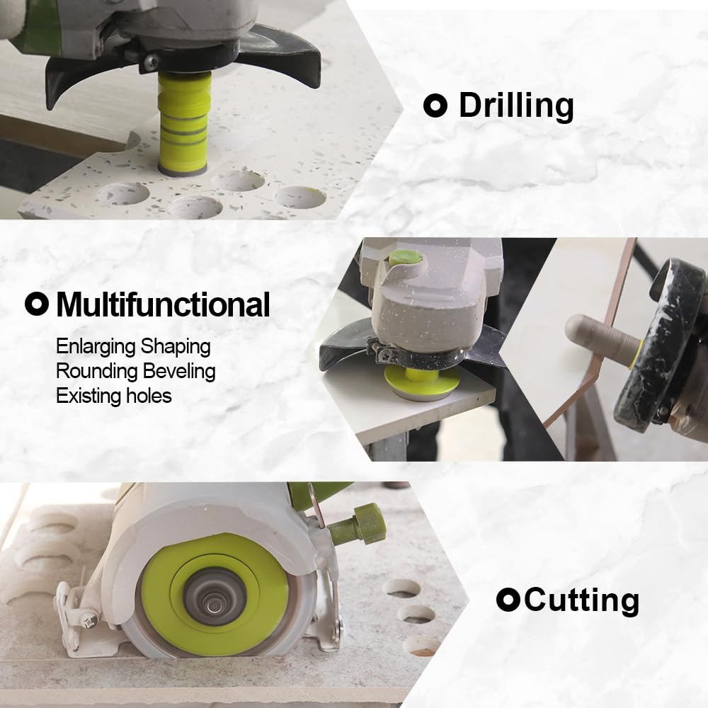 Tile Hole Saw Kit - Diamond Core Drill Bits Set SANLEETEK for Porcelain Tile Ceramic Marble 6/6/8/20/35/50/65MM+4/5'' Finger Bit+2" Chamfer Bit+2pcs 4.5" Saw Blade+SDS, 12pcs