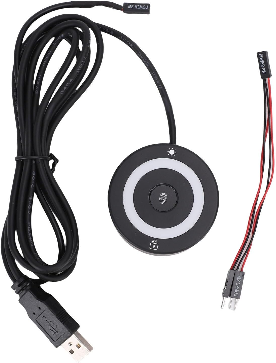 ciciglow 10 11, 4.9ft 360 USB Fingerprint Reader for Wins for Wins Hello Biometric Fingerprint Scanner with Cable, RGB