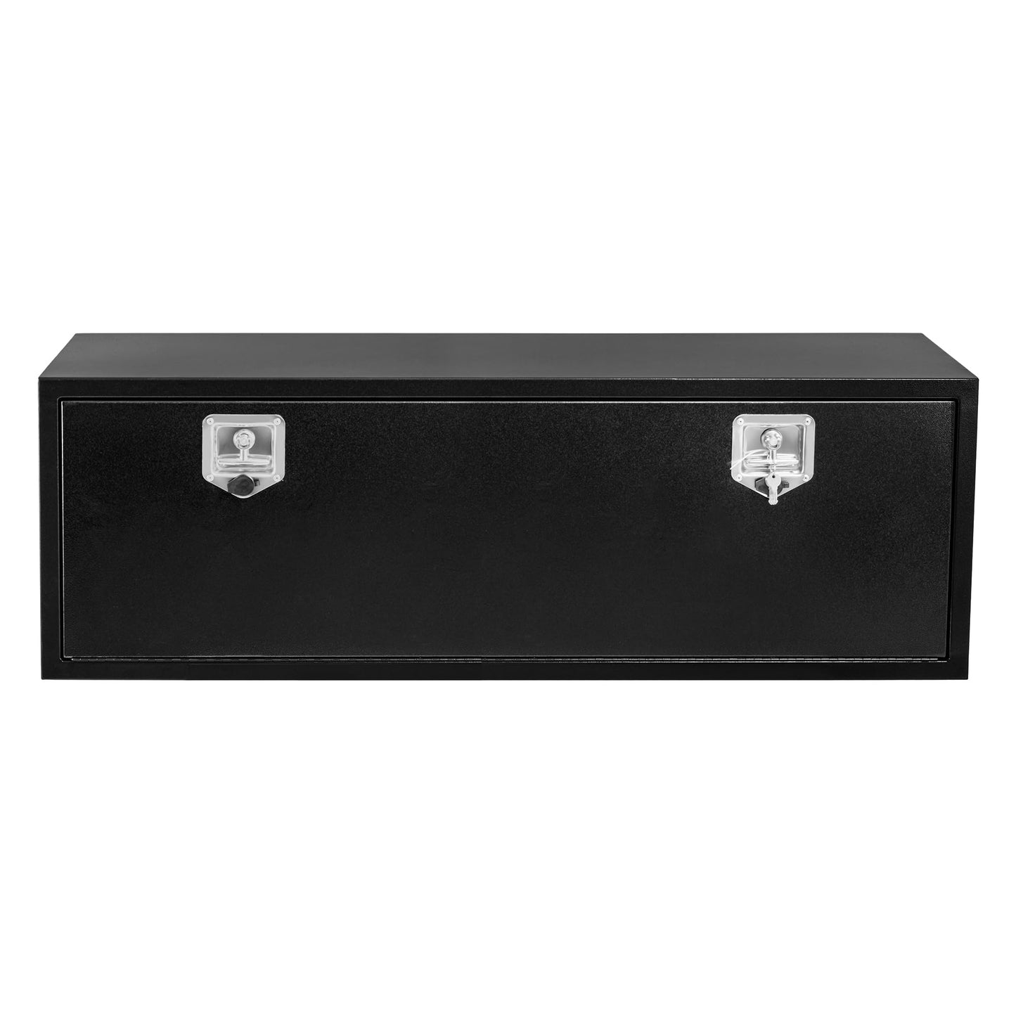 Black Steel Underbody Truck Box,60"×18"×18" Pickup Storage Box, Heavy Duty Diamond Plate Tool Box with Lock and Keys, Waterproof Trailer Storage Box with T-Handle Latch for Truck, Van, Trailer