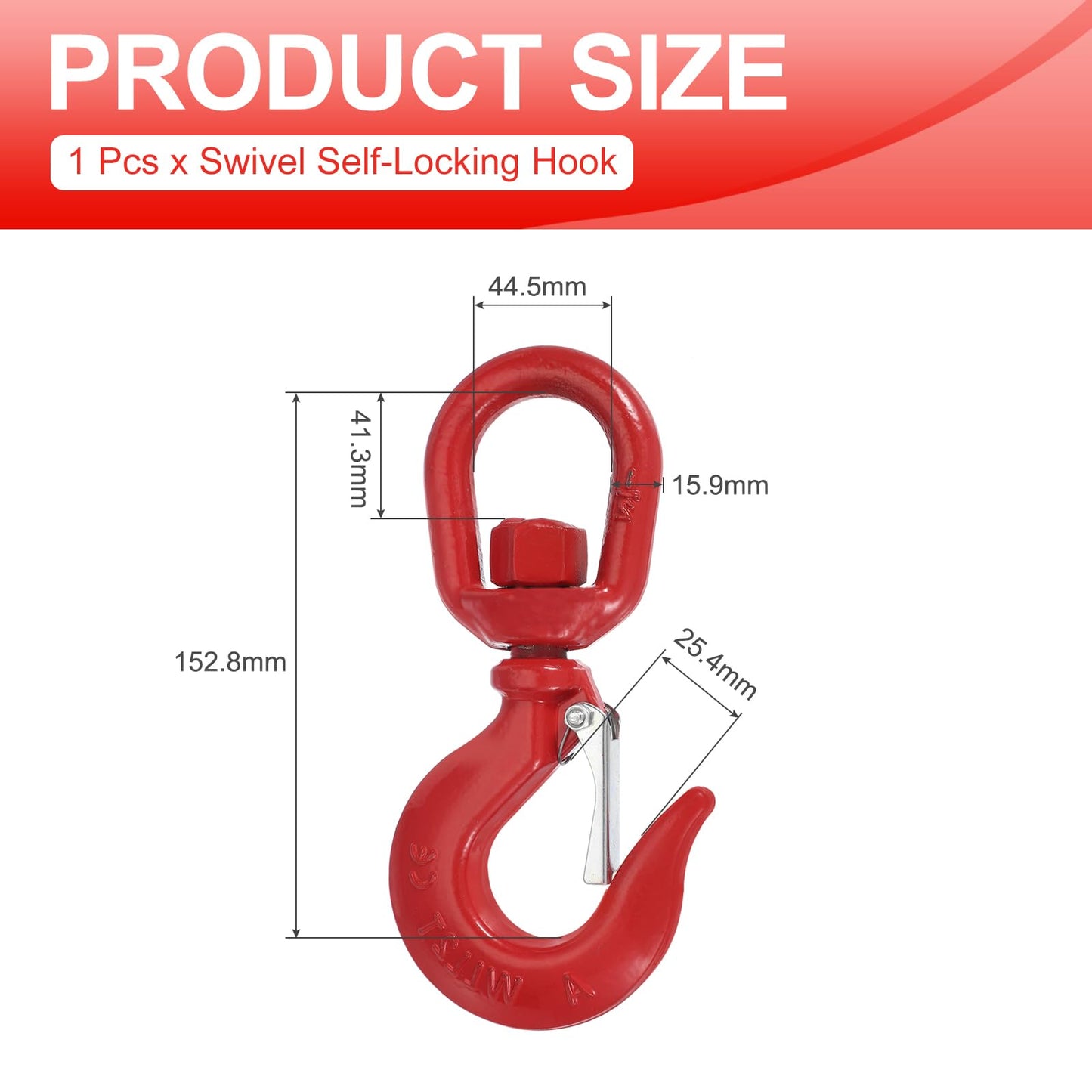 PATIKIL Swivel Lifting Hook, 2 Ton Swivel Hook Eye Sling Hook Alloy Steel Self-Locking Grab Hook with Safety Latch for Hoisting Lifting, 4410 lbs Load