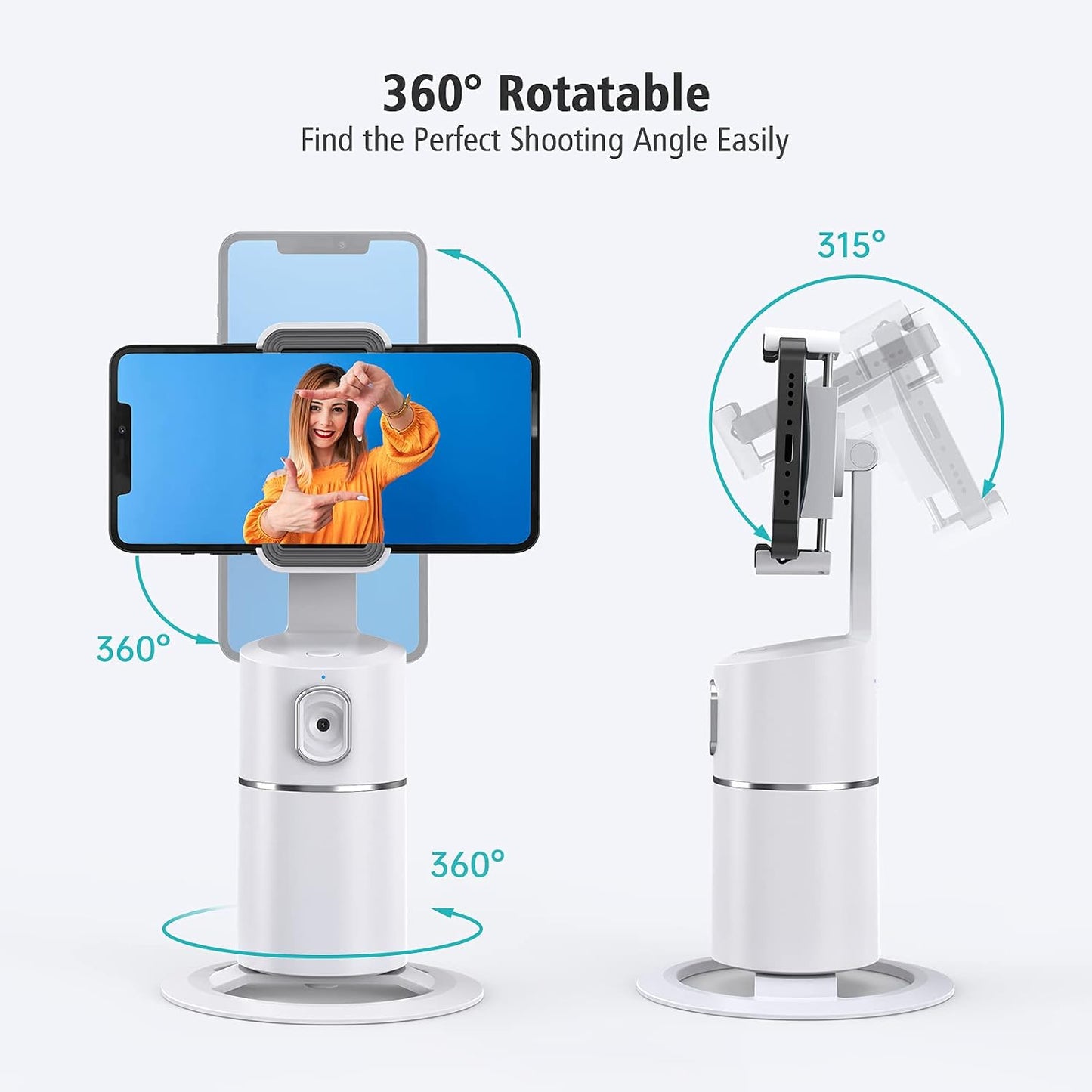 camrola 360 Auto Face Tracking Phone Holder, No App Required, Rotation Face Body Phone Tracking Tripod Smart Shooting
