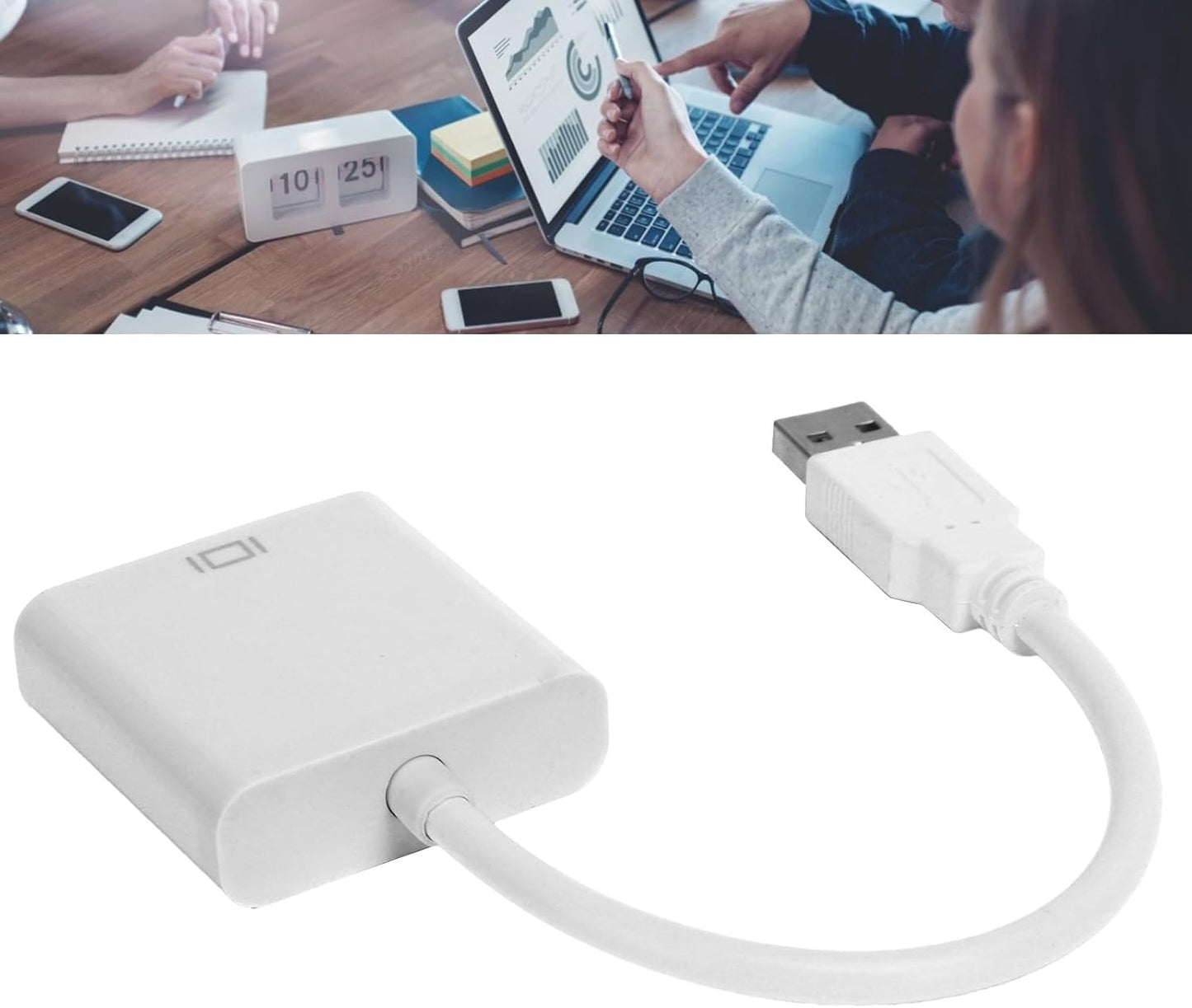 BONKZEBU 3.0 1080P USB to VGA Converter Cable HD Video Adapter External Video Card for PC Laptop Desktop Monitor