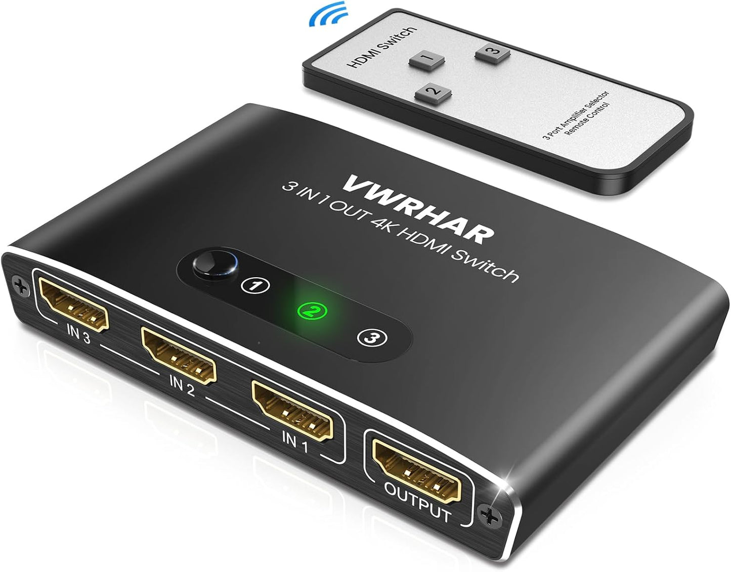 VWRHar 3 1 4K 4K 3D 1080P HDCP2.2 PS5 PS4 HDMI Switch in Out UHD HDMI Switcher Splitter, Automatic Switch with Remote