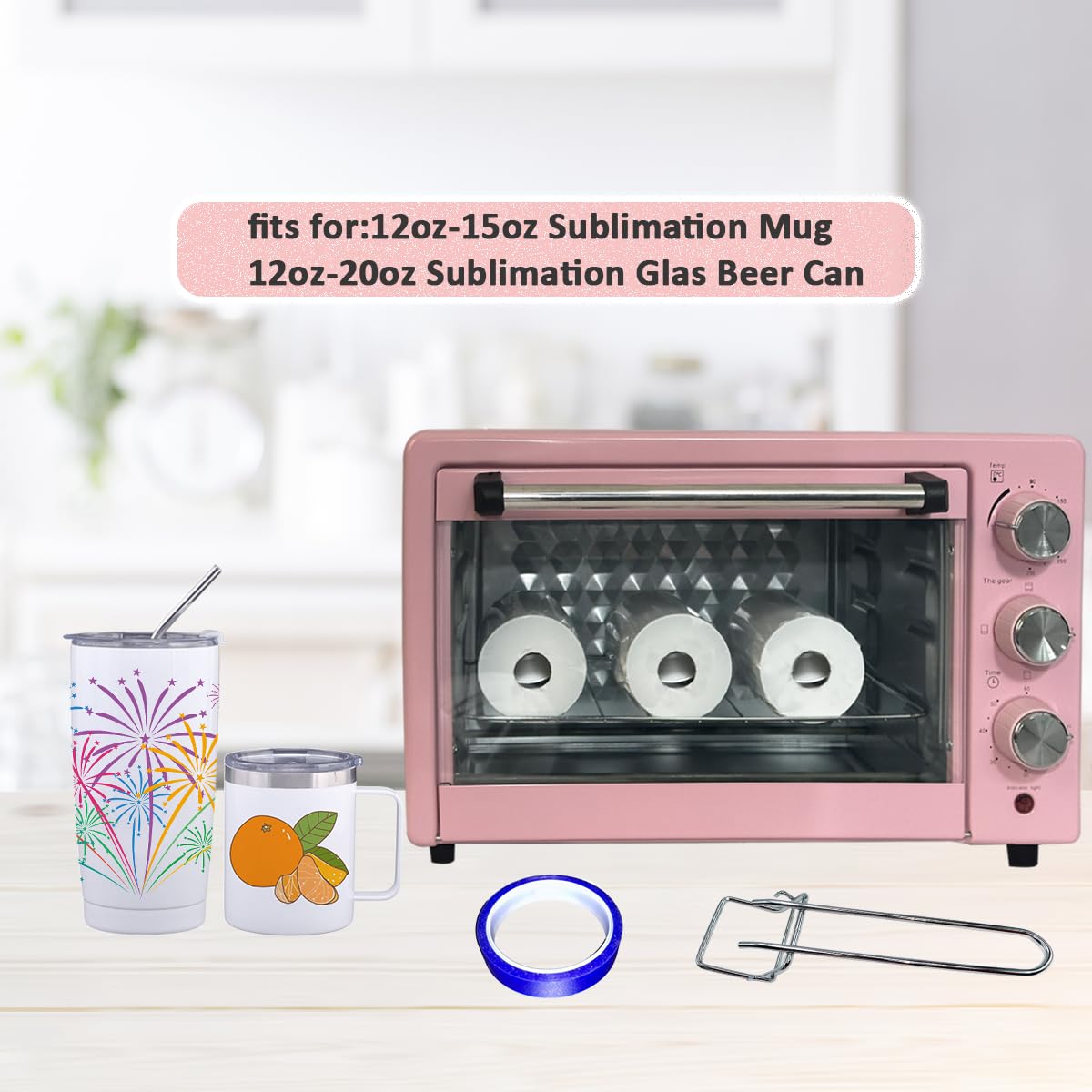 KAVIAT Sublimation Oven Machine with Heat Tape,Gloves,1500W 22L 110V Convection Oven for Sublimation Blanks Mugs Tumblers,Water Bottles,Cups Bulk Sublimation Printing