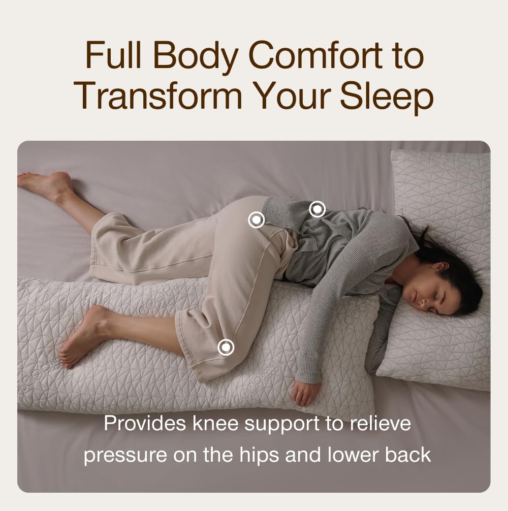 Coop Home Goods Original Adjustable Body Pillow, 20x54 Long Pillow for Back, Shoulder, Hip and Knee Support, Side Sleeper Body Pillows for Adults with Memory Foam & Washable Cover