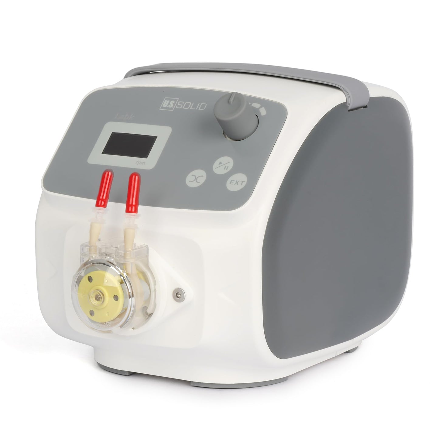 U.S. Solid Lab Peristaltic Pump, Compact Single Channel Dosing Pump with OLED Display, Adjustable Speed 0.1–150 RPM, Flow Rate 0.031-47.26 mL/min, Reversible, External Control for Laboratory Use