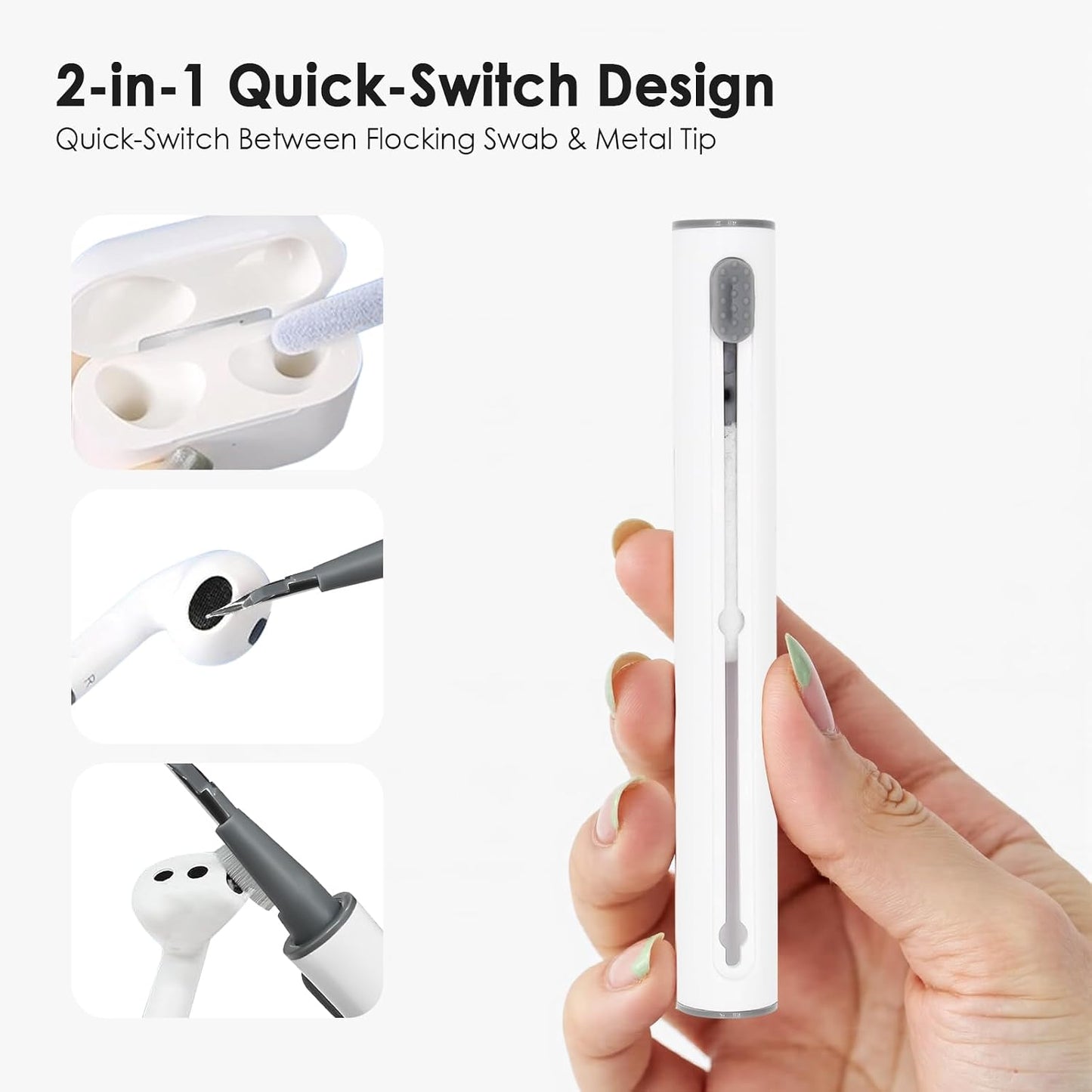 TENOC 1 2 3, Cleaner Kit for Airpods, Multi-Functional Clean Pen with Soft Brush for Airpods Pro Wireless Headphones