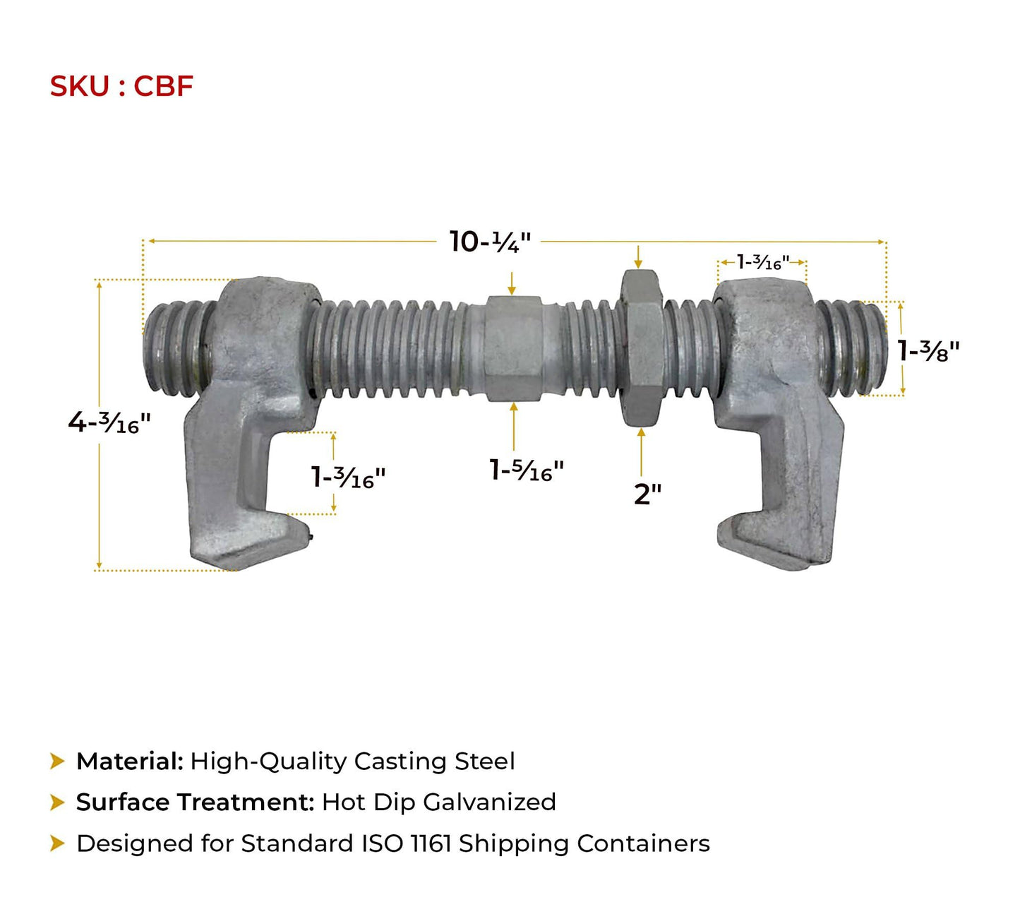 Mytee Products (8 Pack) SEA Rail Shipping Container Bridge Fittings Clamp- 260 mm Clamp, Brand New