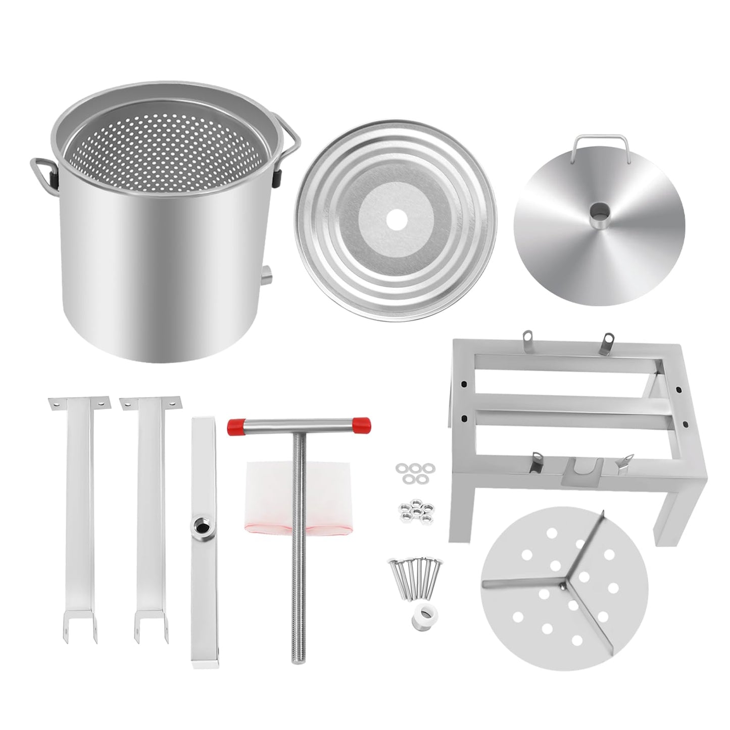 10L/2.6Gal Fruit Wine Press, DIY Large Manual Juice Press Maker Beeswax Extractor with T-Handle, Stainless Steel Cider, Grape, Apple Press Machine for Wine and Juice Making