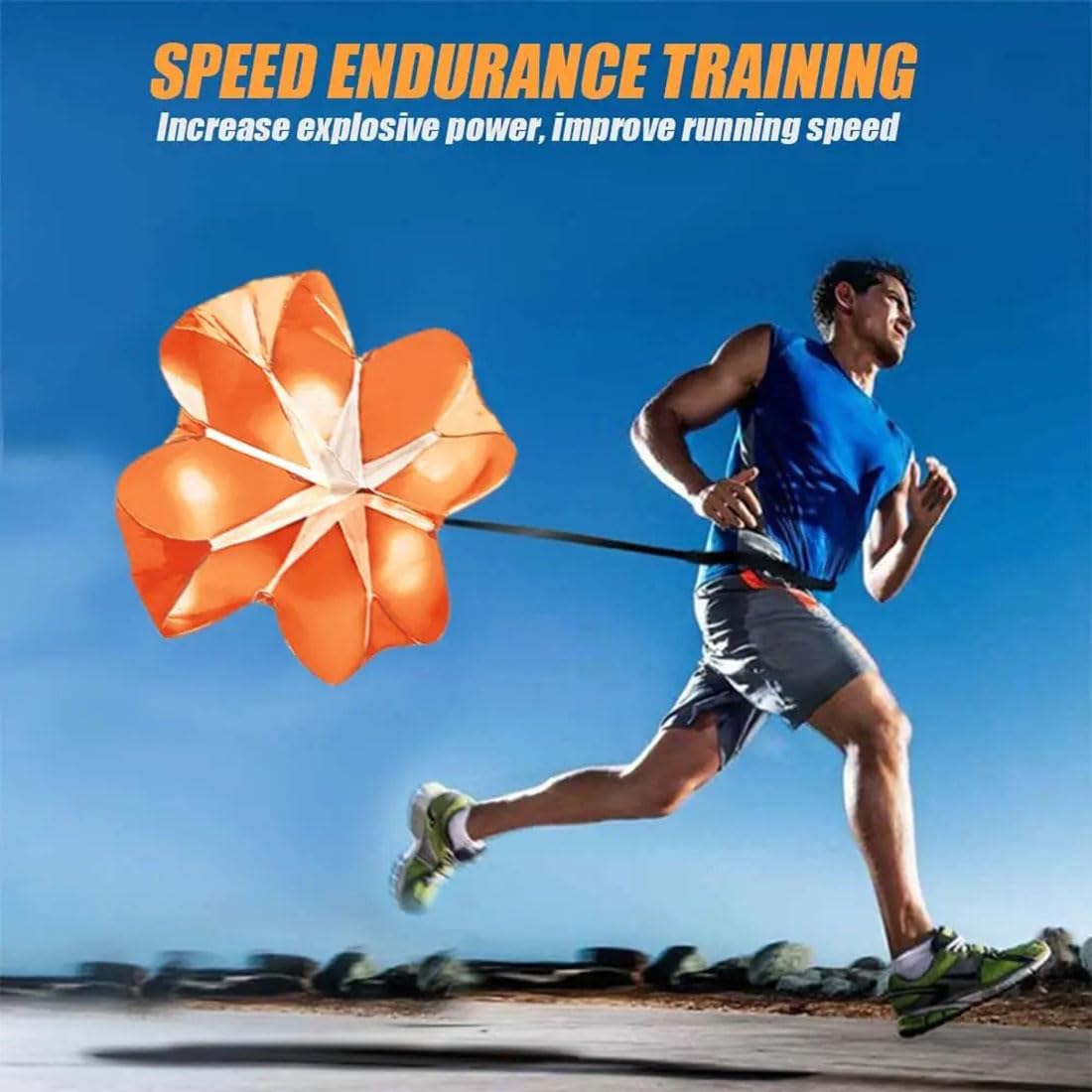 EastyGold Running Speed Chute Resistance Parachute 56 inch Powerchute Umbrella Training Sprint Power Soccer Trainer for Runner, Football, Soccer Drilling