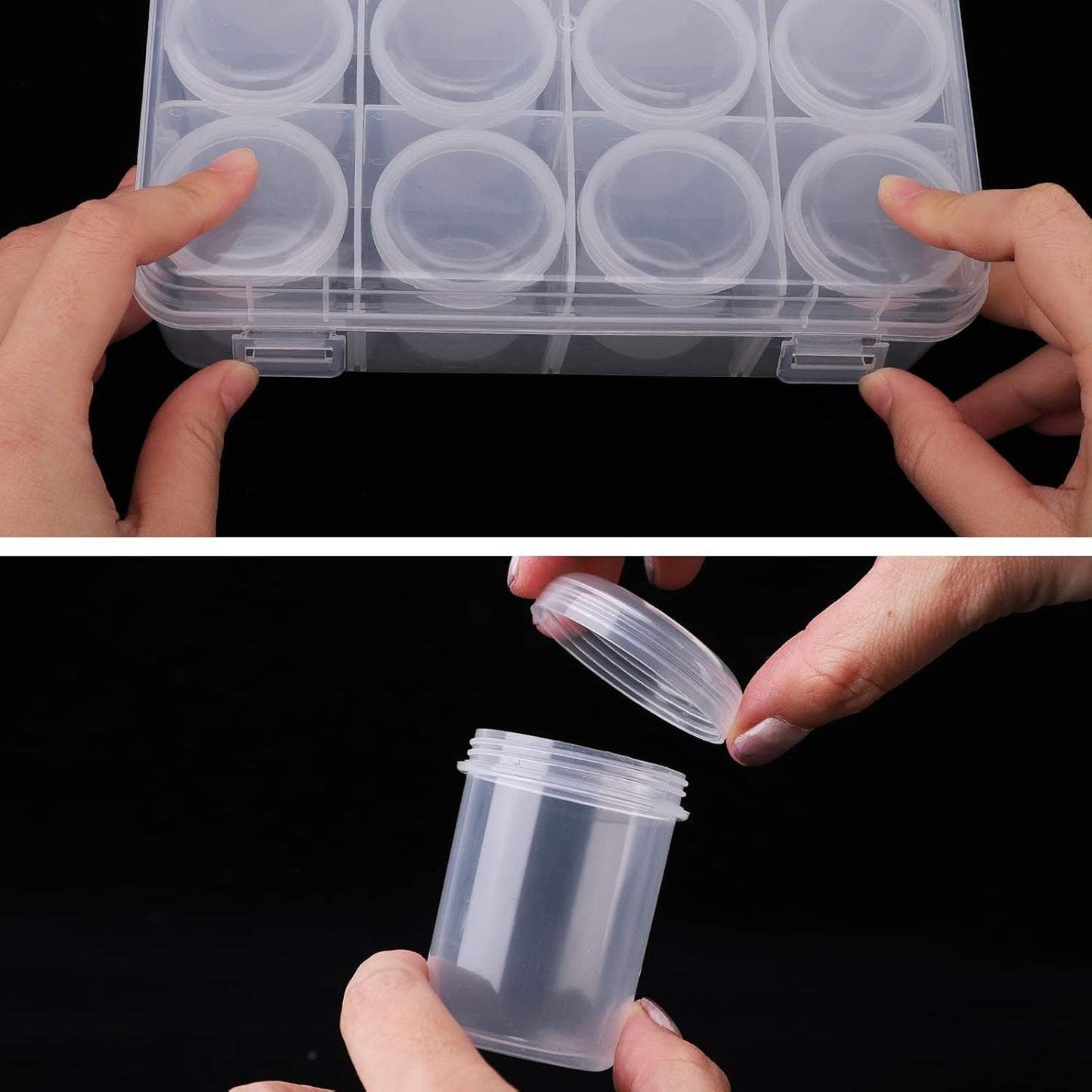 Segbeauty Gem Organizer Box - Clear Plastic Jewelry Storage with 12 Compartments & Secure Lids