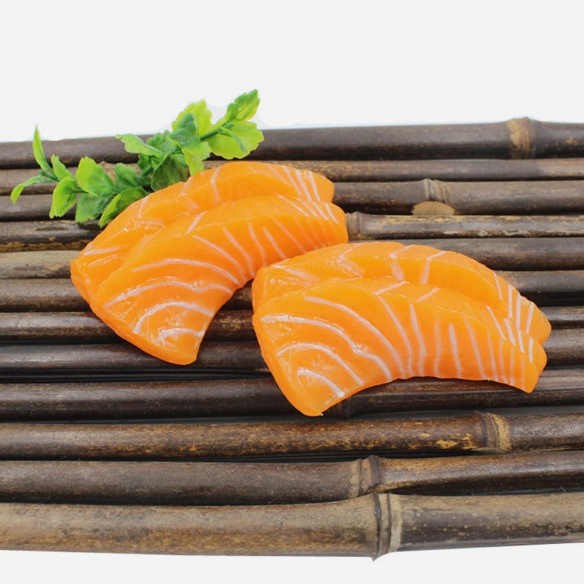 2pcs BESPORTBLE Fake Salmon Slice Models for Kitchen Decor and Photography Props Realistic Plastic Sashimi Food Models