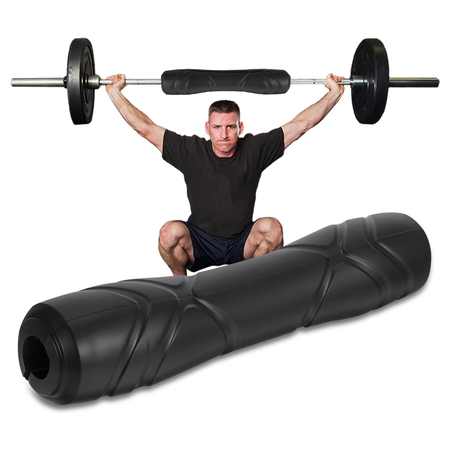 Rubber Barbell Pad, Squat Pad, Hip Thrust Pads, Neck Shoulder Protective Pads For Lunges, Squats And Hip Thrust Fit Standard Bar (Black)