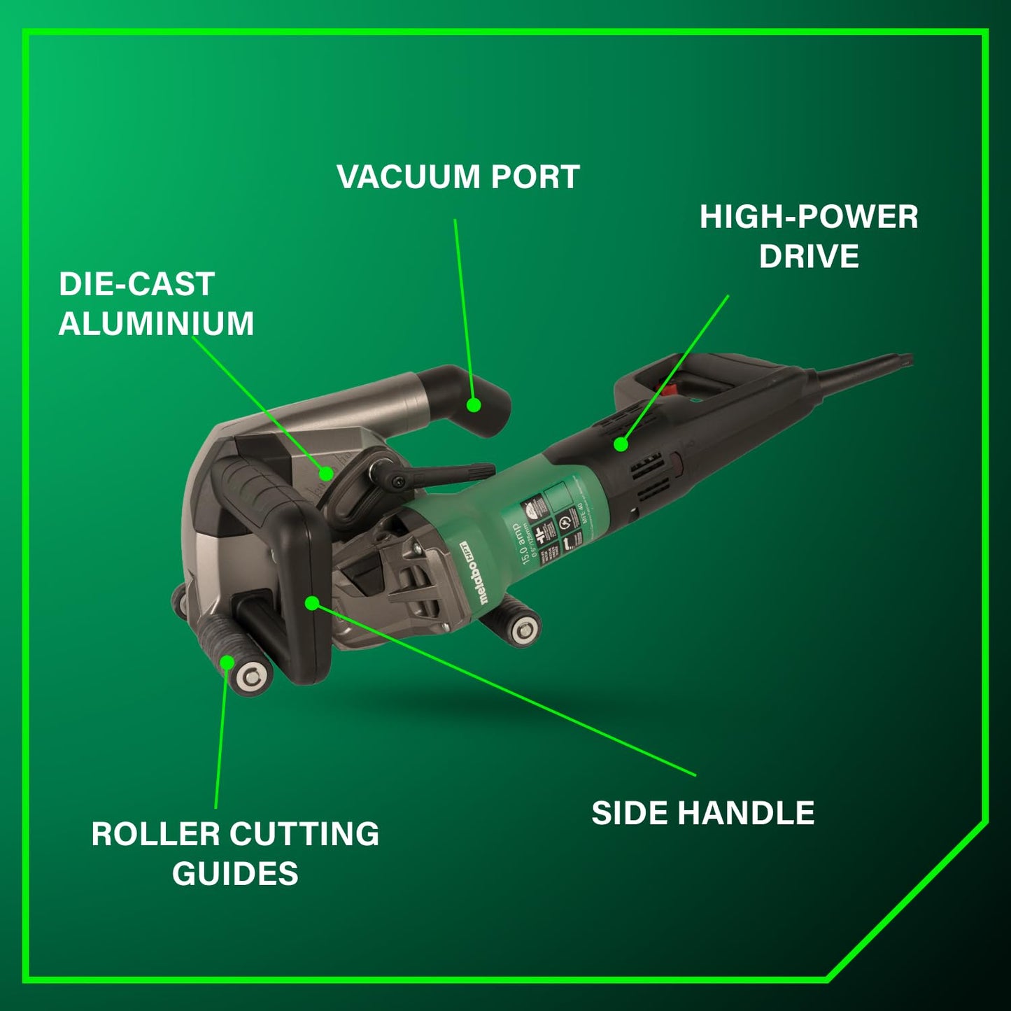 Metabo HPT MFE 40 Wall Chaser For Concrete, 5-Inch Cutting Disc, 15 Amps, High-Power Drive System, Tacho-Constamatic Electronics, Dust Protection, Torque Limiting Clutch, Made in Germany, 646040620