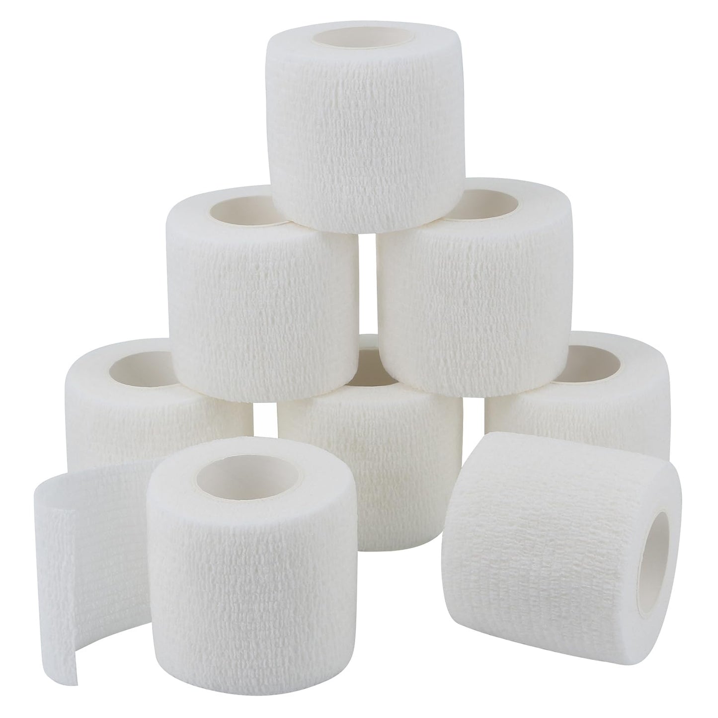 GooGou Self Adherent Wrap Bandages Self Adhering Cohesive Tape Elastic Athletic Sports Tape for Sports Sprain Swelling and Soreness on Wrist and Ankle 8PCS 2 in X 14.7 ft (White)