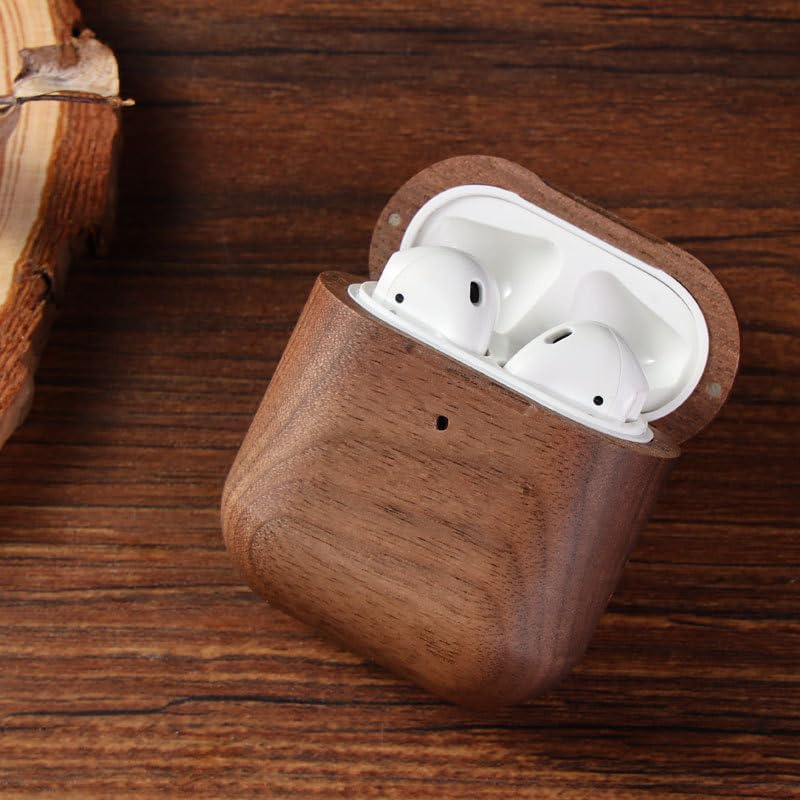 Avery's Boutique 1/2) Handmade Natural Wood Case with Wristlet | Full-Body Protective Wood Case for Apple Airpod