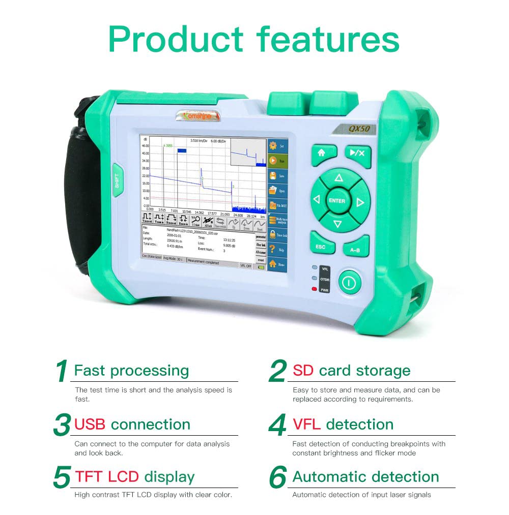 Komshine FX39 Fiber Fusion Splicer 6 Motors Core Alignment Splicing with Extra Electrodes, SM OTDR 1310/1550nm 32dB with VFL, 7 Wavelengths Power Meter, Optical Light Source