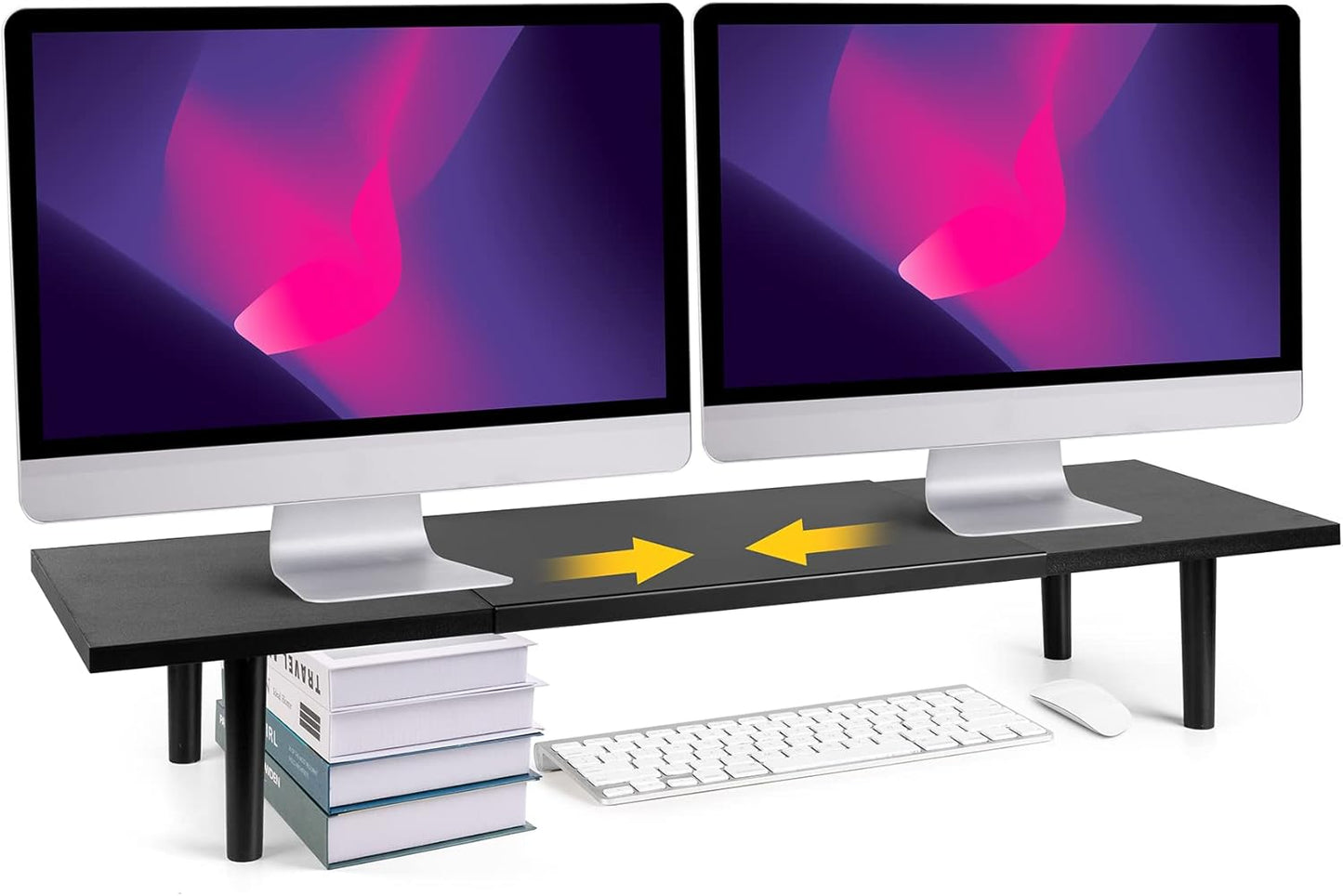 32-40 InchLarge 2 Across-Star Dual-Monitor-Stand-Riser-For-Desk Adjustable Length Desktop Computer Monitor Riser